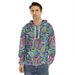 Colorful Paisley Pattern Print Men's Velvet Pullover Hoodie