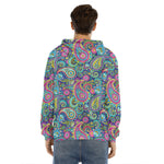 Colorful Paisley Pattern Print Men's Velvet Pullover Hoodie