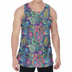 Colorful Paisley Pattern Print Men's Velvet Tank Top
