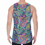 Colorful Paisley Pattern Print Men's Velvet Tank Top