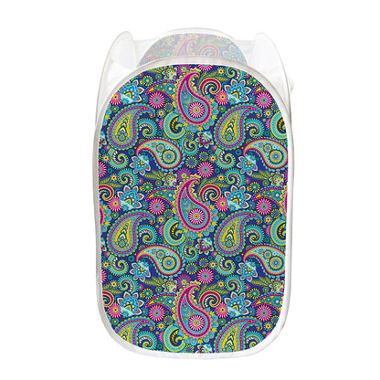 Colorful Paisley Pattern Print Mesh Laundry Hamper