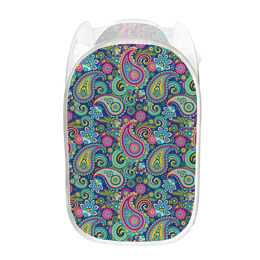Colorful Paisley Pattern Print Mesh Laundry Hamper
