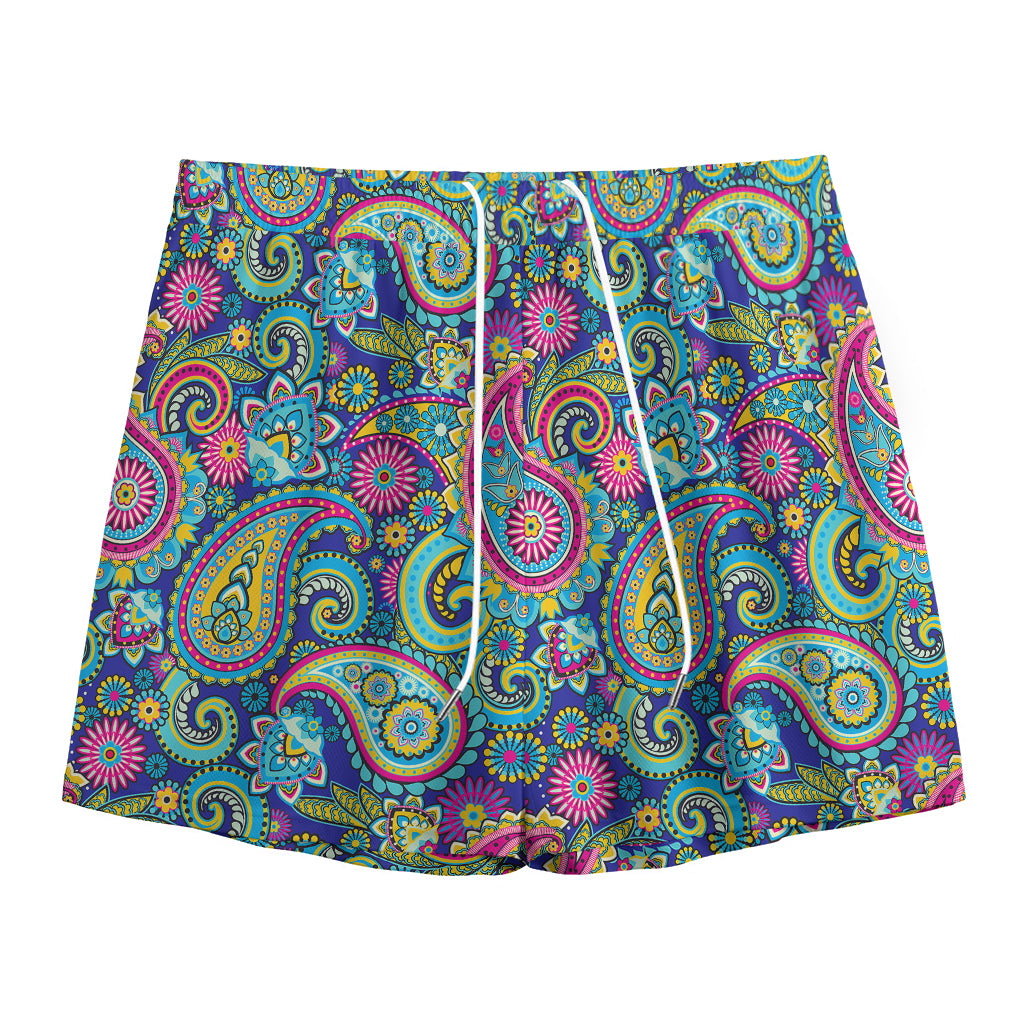 Colorful Paisley Pattern Print Mesh Shorts