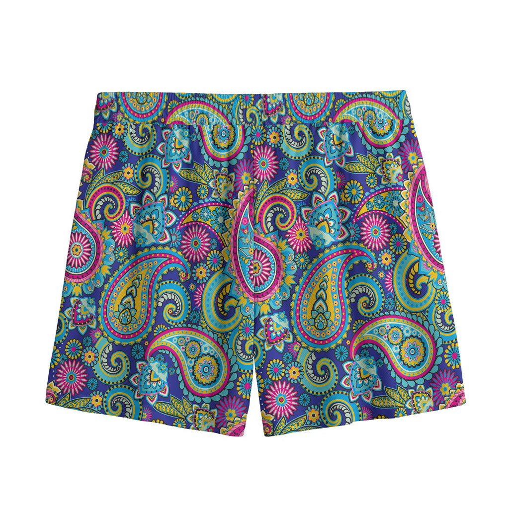 Colorful Paisley Pattern Print Mesh Shorts