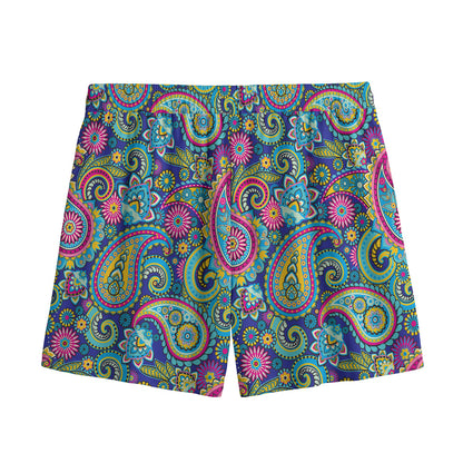 Colorful Paisley Pattern Print Mesh Shorts