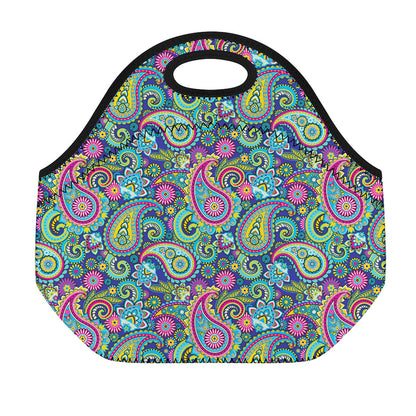 Colorful Paisley Pattern Print Neoprene Lunch Bag