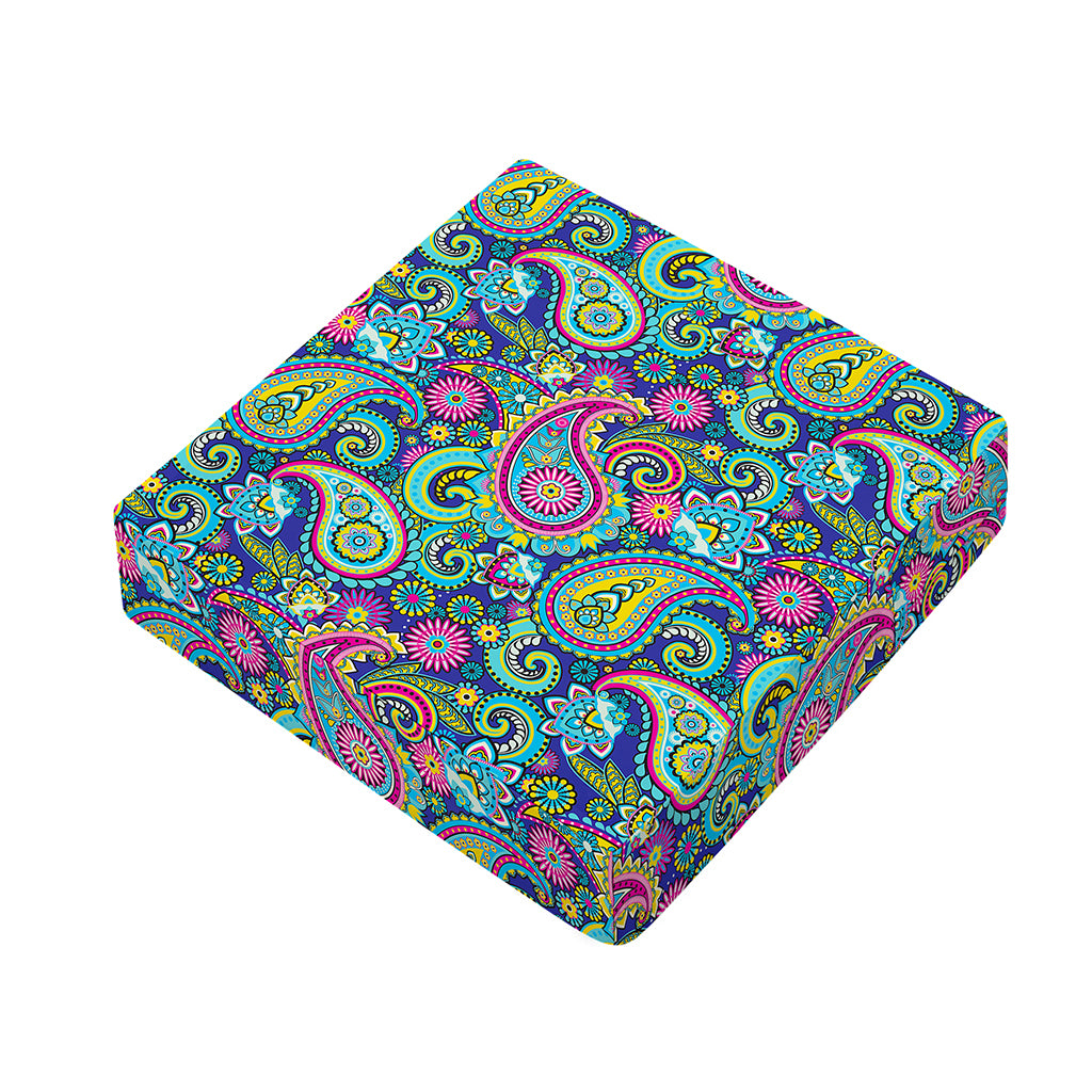 Colorful Paisley Pattern Print Outdoor Seat Cushion Cover
