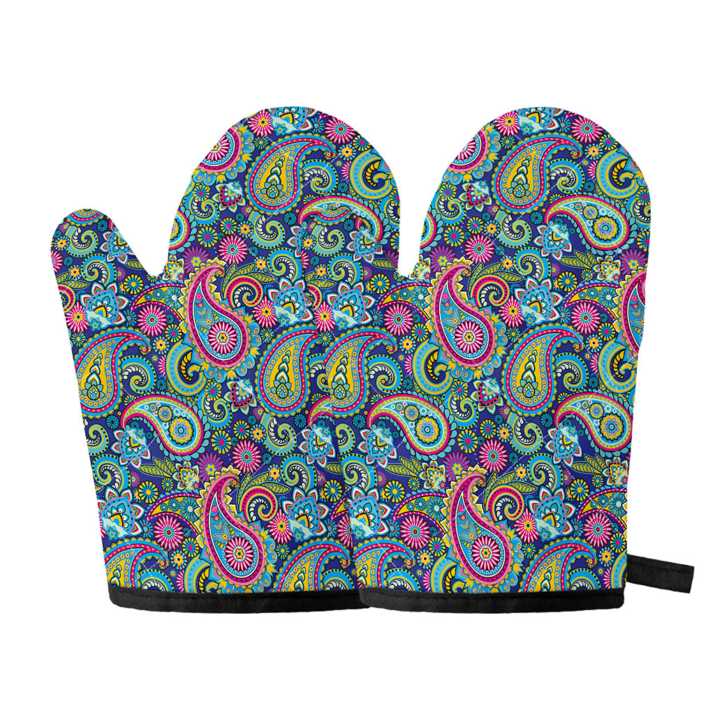 Colorful Paisley Pattern Print Oven Mitts