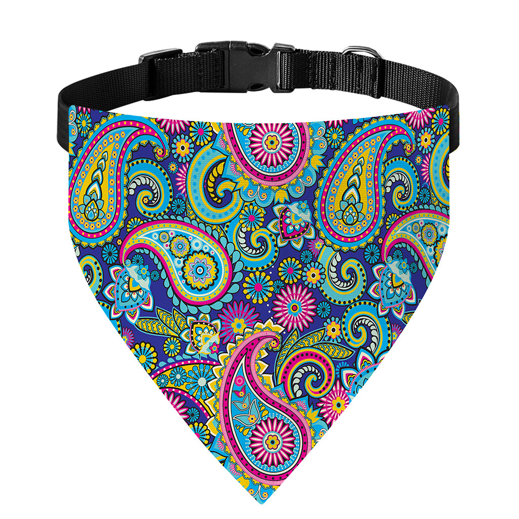 Colorful Paisley Pattern Print Over The Collar Dog Bandana