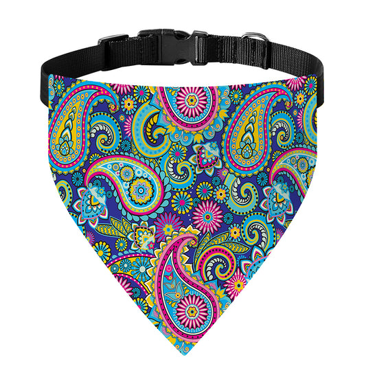 Colorful Paisley Pattern Print Over The Collar Dog Bandana