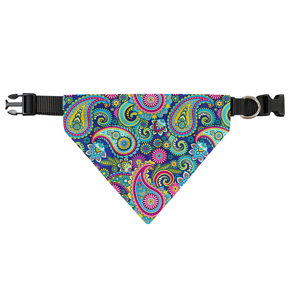 Colorful Paisley Pattern Print Over The Collar Dog Bandana