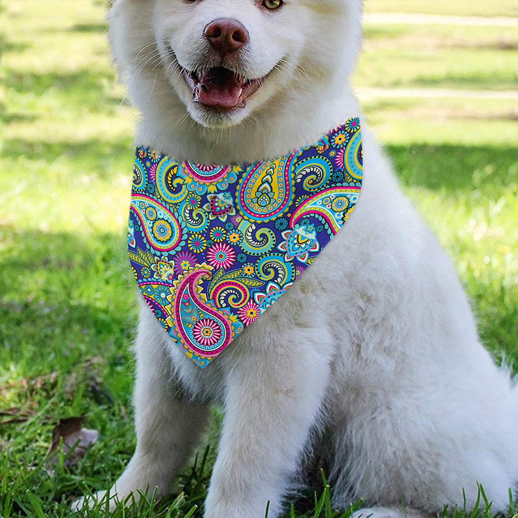 Colorful Paisley Pattern Print Over The Collar Dog Bandana