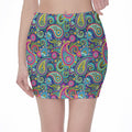 Colorful Paisley Pattern Print Pencil Mini Skirt