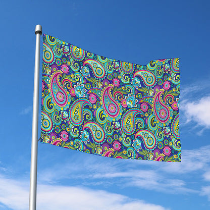 Colorful Paisley Pattern Print Polyester Flag