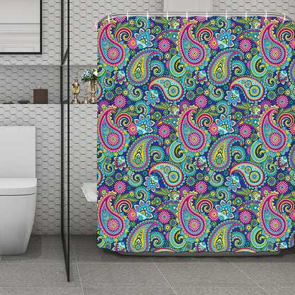 Colorful Paisley Pattern Print Polyester Shower Curtain