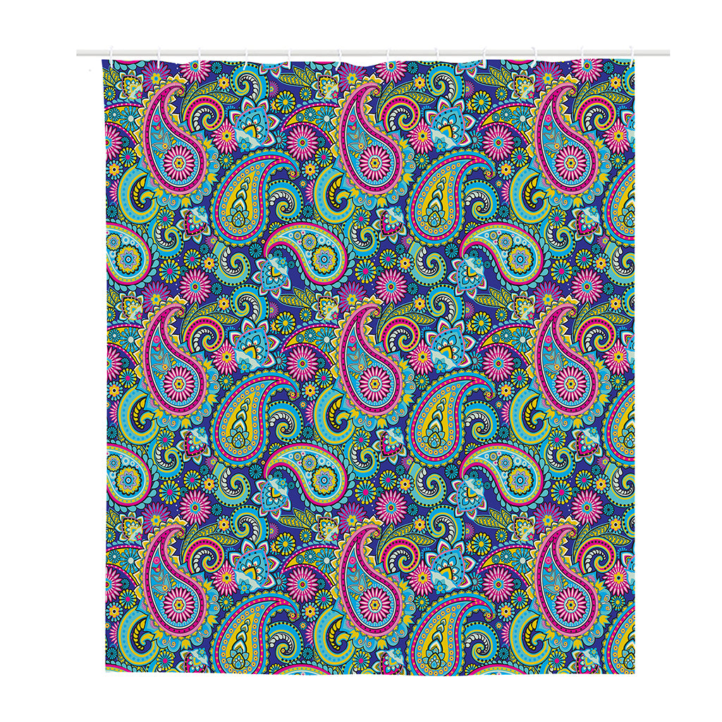 Colorful Paisley Pattern Print Polyester Shower Curtain