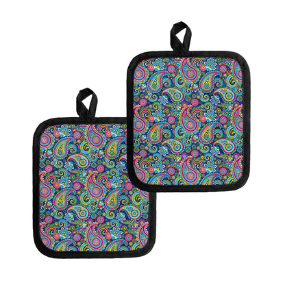 Colorful Paisley Pattern Print Pot Holders