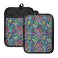 Colorful Paisley Pattern Print Pot Holders With Pocket