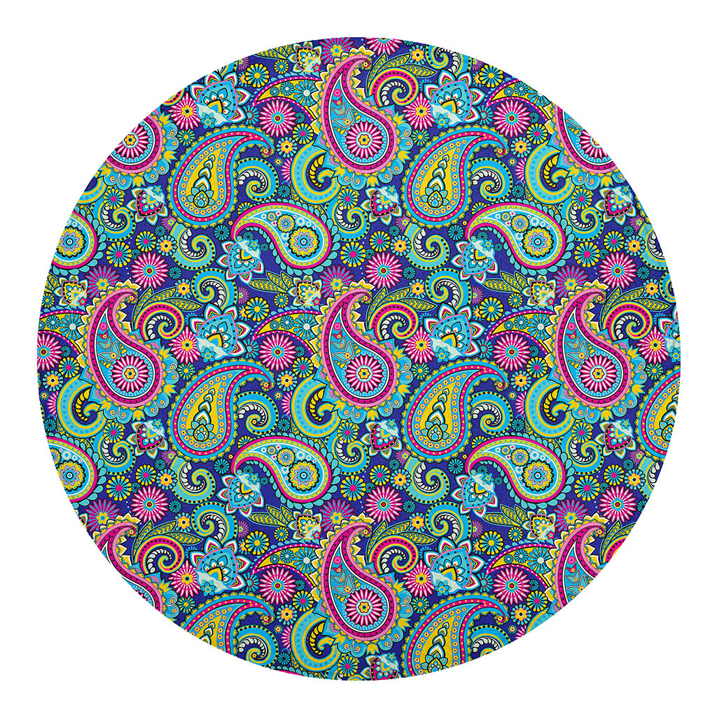 Colorful Paisley Pattern Print Round Blanket