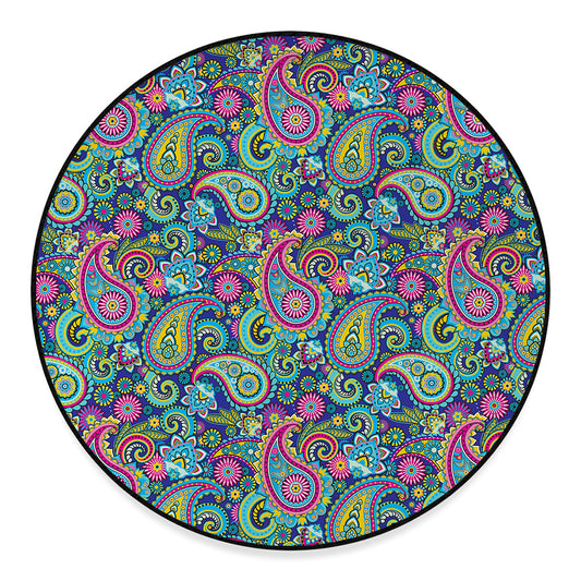 Colorful Paisley Pattern Print Round Floor Mat