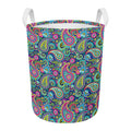 Colorful Paisley Pattern Print Round Laundry Basket