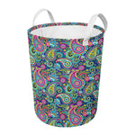 Colorful Paisley Pattern Print Round Laundry Basket