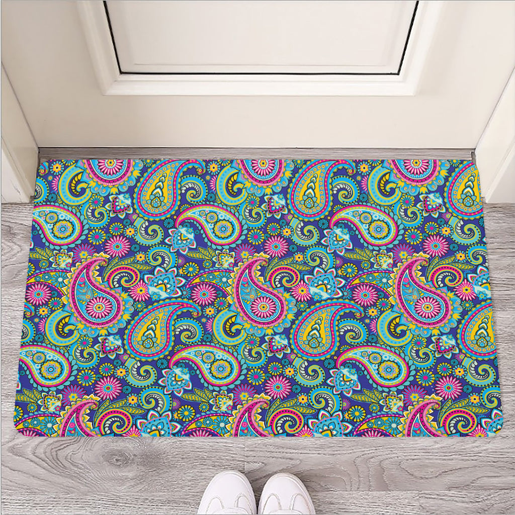 Colorful Paisley Pattern Print Rubber Doormat