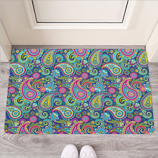 Colorful Paisley Pattern Print Rubber Doormat