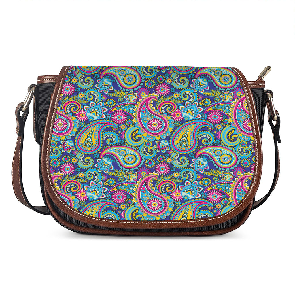 Colorful Paisley Pattern Print Saddle Bag