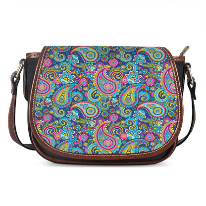 Colorful Paisley Pattern Print Saddle Bag