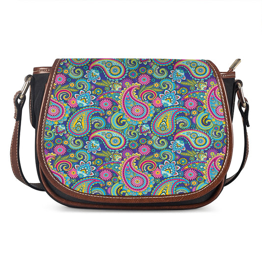 Colorful Paisley Pattern Print Saddle Bag