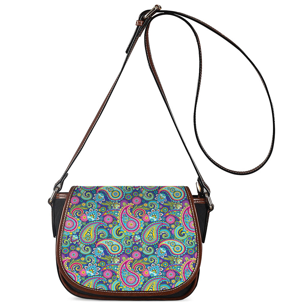 Colorful Paisley Pattern Print Saddle Bag
