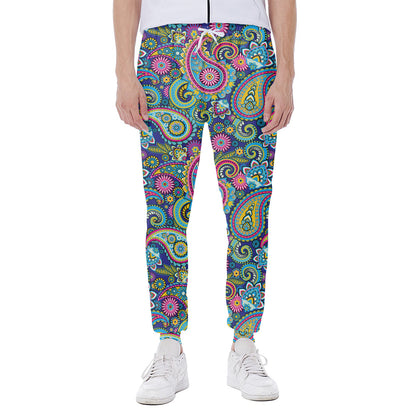 Colorful Paisley Pattern Print Scuba Joggers