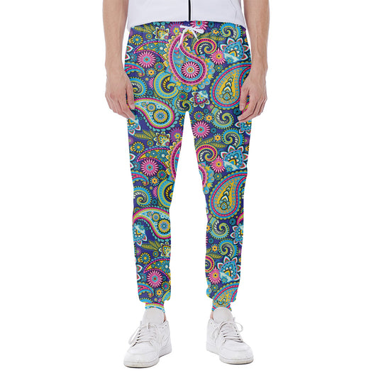 Colorful Paisley Pattern Print Scuba Joggers