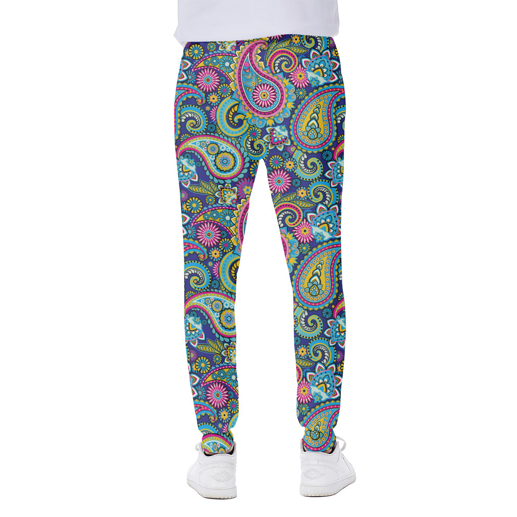 Colorful Paisley Pattern Print Scuba Joggers