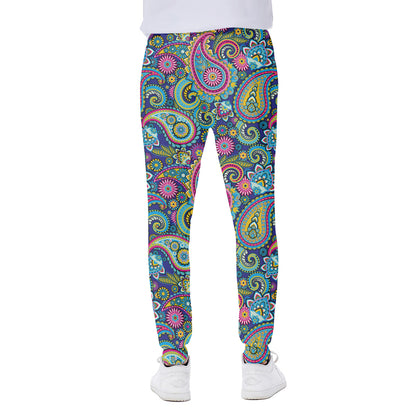 Colorful Paisley Pattern Print Scuba Joggers