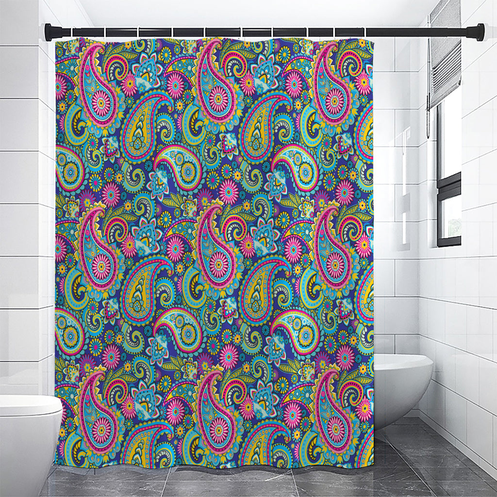 Colorful Paisley Pattern Print Shower Curtain