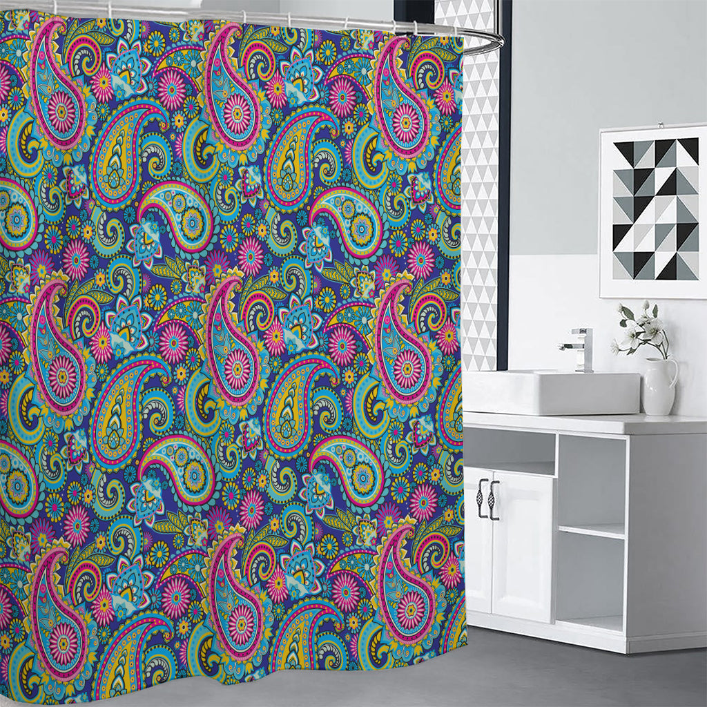 Colorful Paisley Pattern Print Shower Curtain
