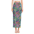 Colorful Paisley Pattern Print Side Slit Maxi Skirt