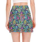 Colorful Paisley Pattern Print Side Slit Mini Skirt