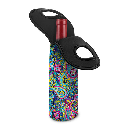 Colorful Paisley Pattern Print Single Neoprene Wine Tote
