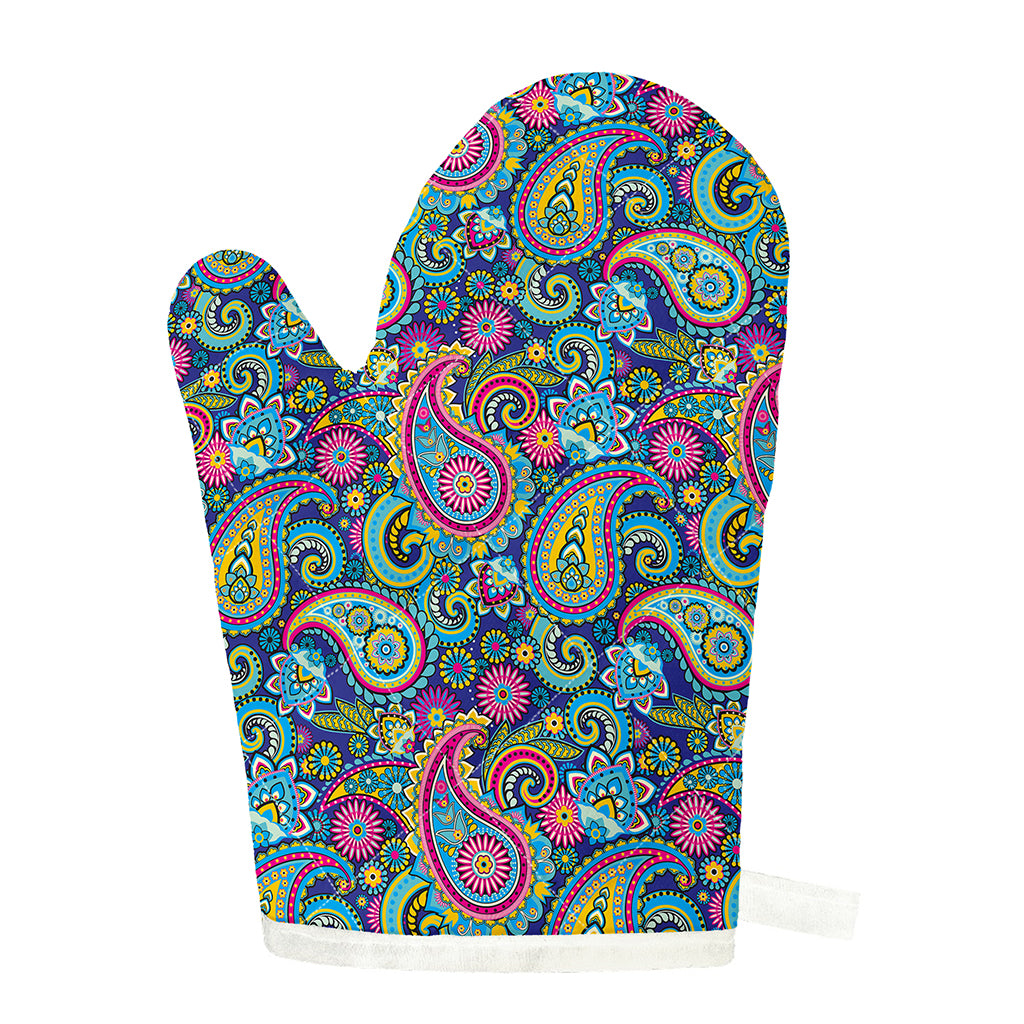 Colorful Paisley Pattern Print Single Oven Mitt