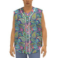 Colorful Paisley Pattern Print Sleeveless Baseball Jersey