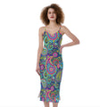 Colorful Paisley Pattern Print Slim Fit Midi Cami Dress