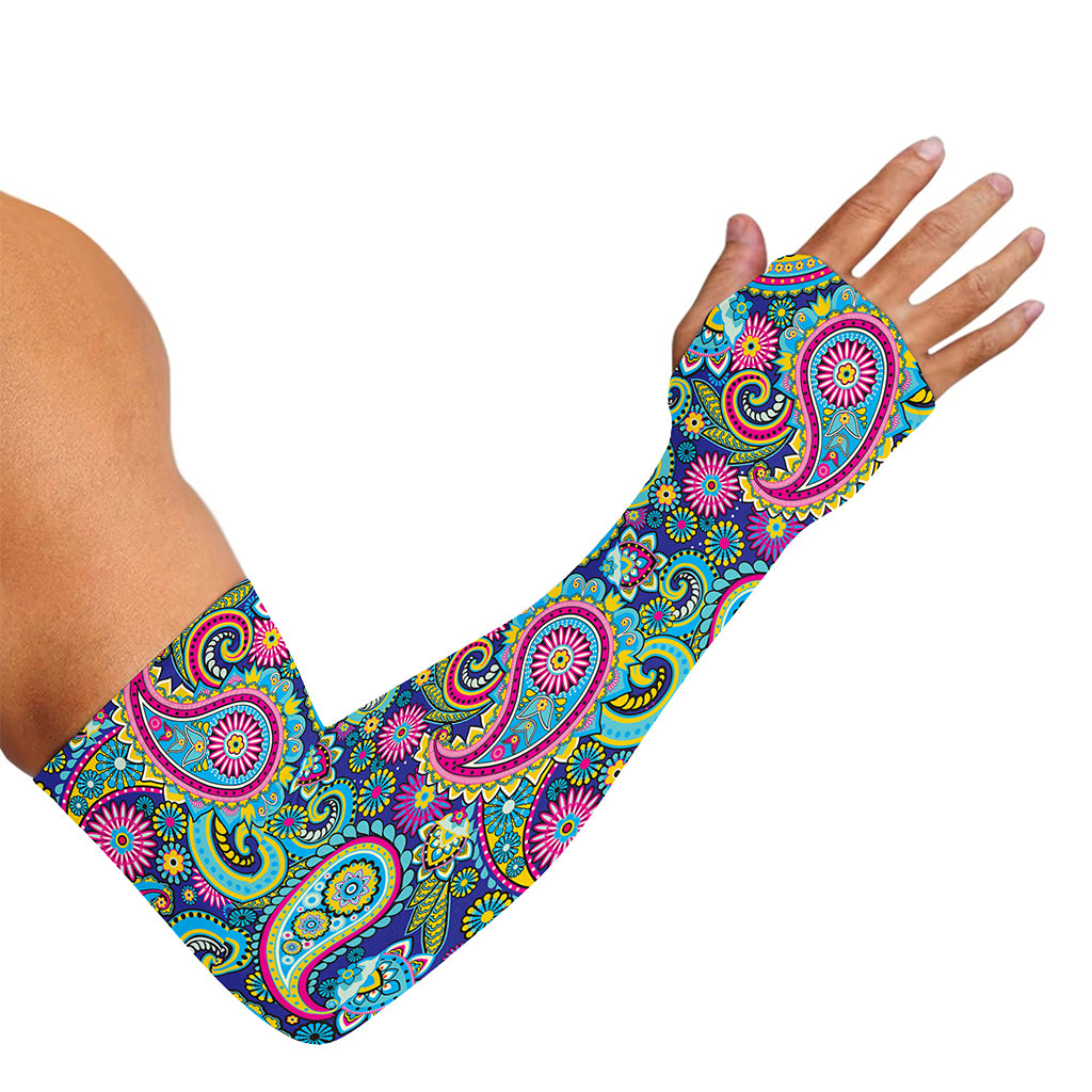 Colorful Paisley Pattern Print Sun Protection Arm Sleeves
