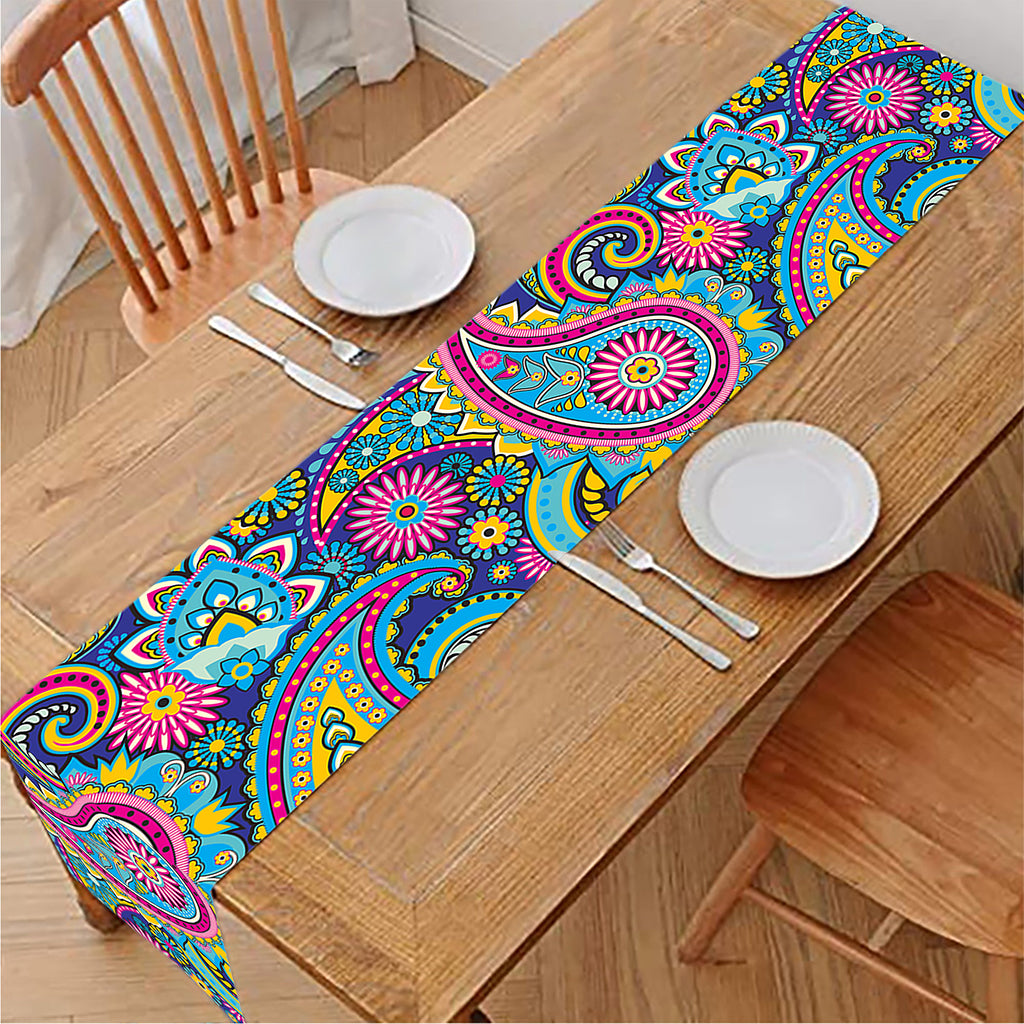Colorful Paisley Pattern Print Table Runner