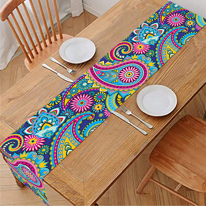 Colorful Paisley Pattern Print Table Runner
