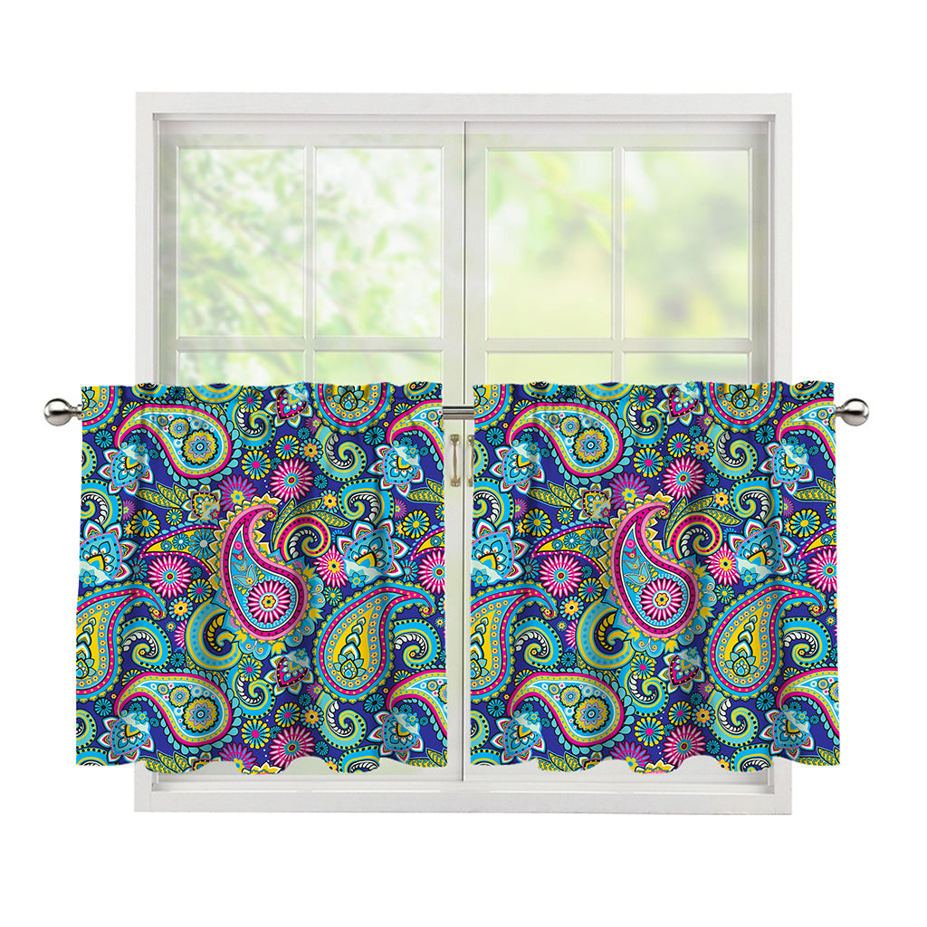 Colorful Paisley Pattern Print Tier Curtains