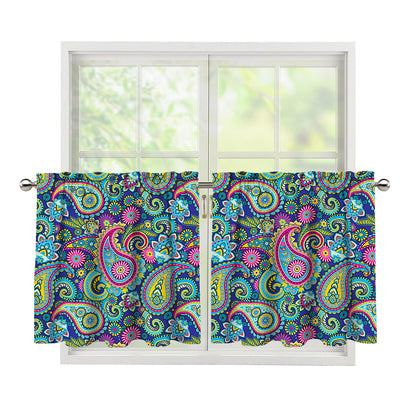Colorful Paisley Pattern Print Tier Curtains