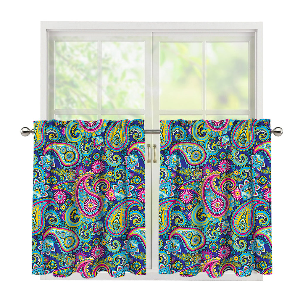 Colorful Paisley Pattern Print Tier Curtains